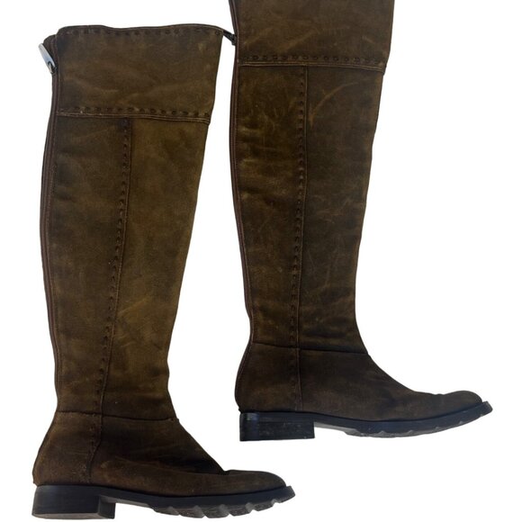 Adrienne Vittadini Leather Knee High Boots Womens Brown Size 6 M - Picture 2 of 10